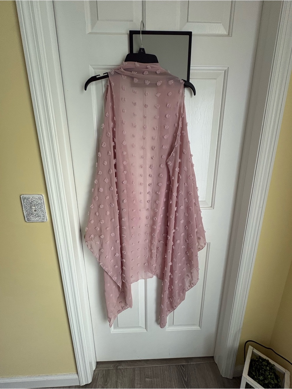 Sheer Blush Pink Textured Drape Festival Cardigan Vest